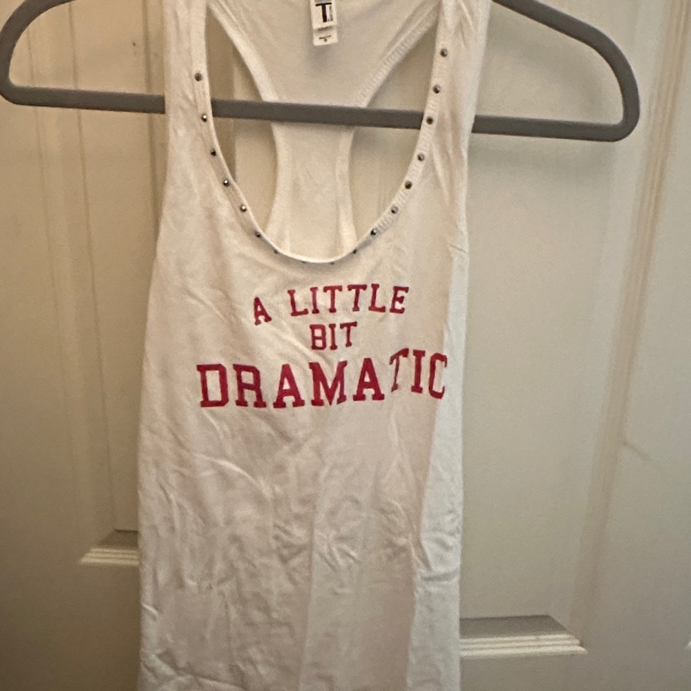 White Tank Top with Red Print